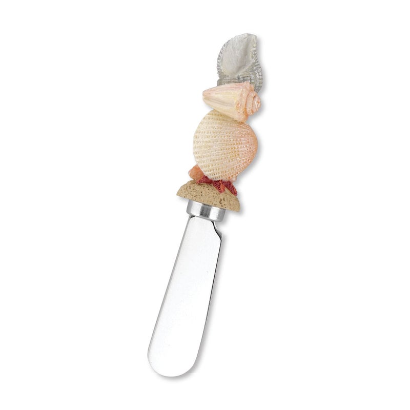 Wine Things Shells on Beach Cheese Spreaders, Hand-Painted Resin Handles with Stainless Steel Blades for Spreading Cream Cheese, Butter, and Jam, Assorted Designs, Set of 4 - Image 3